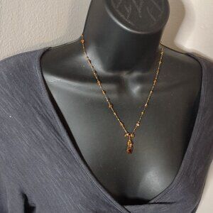 Cute 18 Inch Orange Glass Bead Necklace